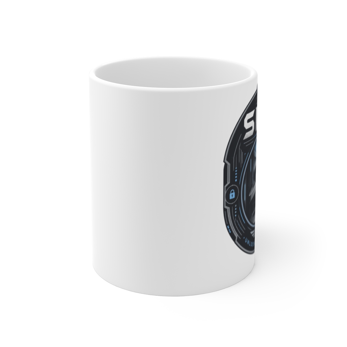 Silo " in bold futuristic typography at the top and " White Mug - alternate angle 1, merchandise