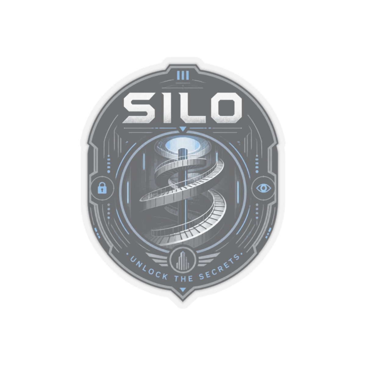 Silo " in bold futuristic typography at the top and " Sticker
